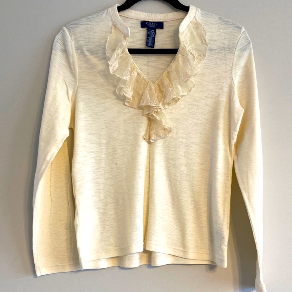 Chaps long sleeve faux peasant top